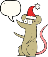 discorso bolla cartone animato topo indossare Natale cappello png