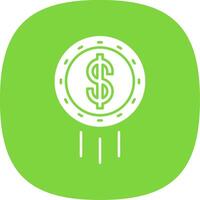 Dollar Coin Glyph Curve Icon vector