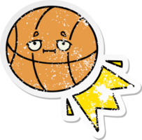 beunruhigter Aufkleber eines niedlichen Cartoonbasketballs png