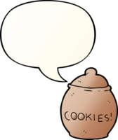 cartoon cookie jar with speech bubble in smooth gradient style png