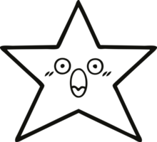 line drawing cartoon of a gold star png