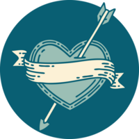 iconic tattoo style image of an arrow heart and banner png