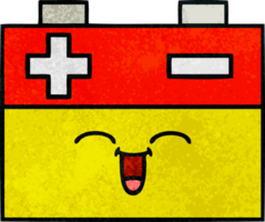 retro Grunge Textur Karikatur von ein Auto Batterie png