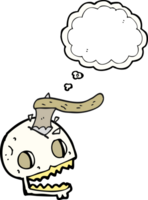 thought bubble cartoon axe in skull png