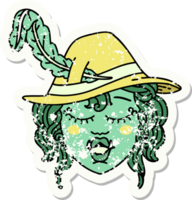 grunge sticker van een orc bard karakter png