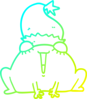 cold gradient line drawing of a cute cartoon christmas frog png