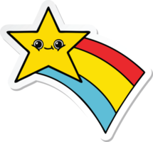 klistermärke av en söt tecknad filmskjutande regnbågsstjärna png