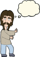 Cartoon-Schnurrbart-Mann mit Gedankenblase png