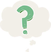 cartoon question mark and thought bubble in retro style png