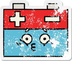 distressed sticker of a cute cartoon car battery png