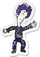 retro noodlijdende sticker van een cartoon halloween vampier png