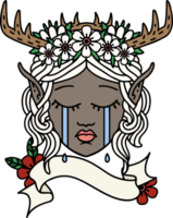 illustration de visage de personnage de druide elfe triste png