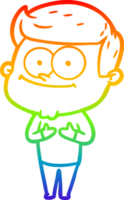 rainbow gradient line drawing cartoon smiling man png