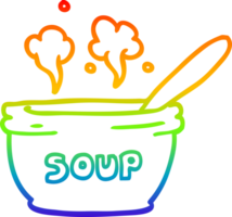 rainbow gradient line drawing cartoon of hot soup png