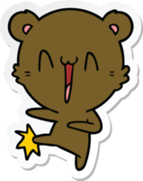 sticker of a happy bear kicking cartoon png