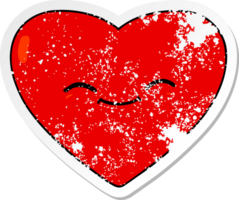 distressed sticker of a cartoon happy love heart png