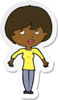 sticker of a cartoon woman shrugging shoulders png