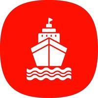 Ship Glyph Curve Icon vector