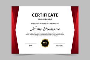 Modern elegant red and gold certificate template. Appreciation for business and education. illustration vector