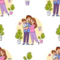 Seamless pattern with cute family png