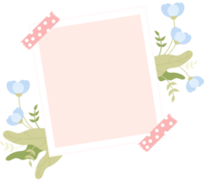 Snapshot frame with soft blue flowers png