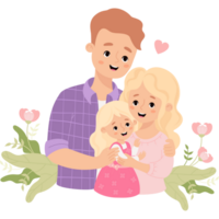 schattig familie in bloemen png