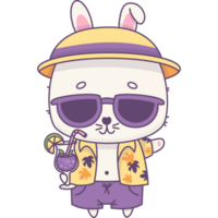 Happy beach bunny boy in sunglasses png