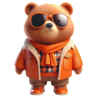 Urso vestindo oculos de sol e a laranja suéter png