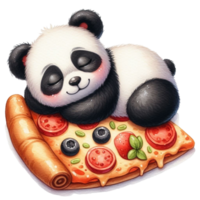 Panda Bär Schlafen auf Pizza png