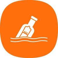 Message In A Bottle Glyph Curve Icon vector