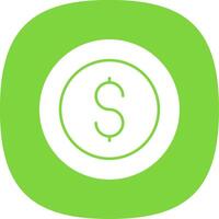 Coin Glyph Curve Icon vector