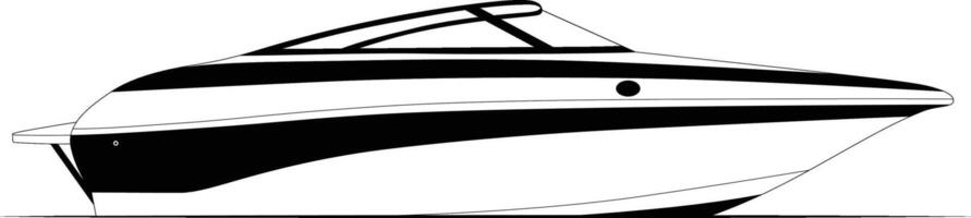 White and black color boat line art and illustration. vector