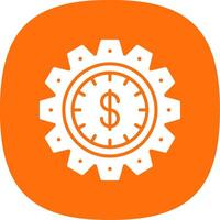 hora es dinero glifo curva icono vector