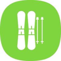 Skis Glyph Curve Icon vector