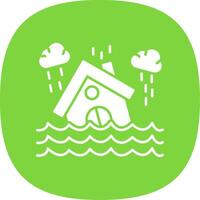 Flood Glyph Curve Icon vector