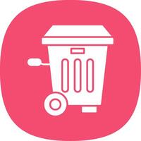 Trash Bin Glyph Curve Icon vector