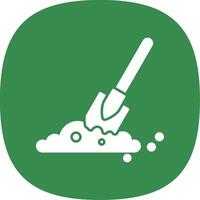 Shovel In Soil Glyph Curve Icon vector