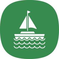 Sail Boat Glyph Curve Icon vector