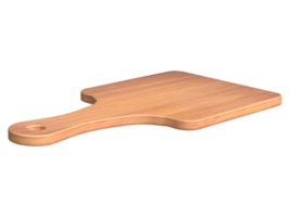 3d realistisch van leeg houten bord of hakken bord, houten pizza of brood snijdend bord. png