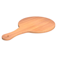 3D realistic of empty wooden plate or chopping board, wooden pizza or bread cutting board. png