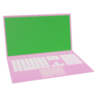 Green Screen on 3d pink color cartoon Laptop png