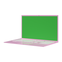 Green Screen on 3d pink color cartoon Laptop png