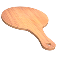 3D realistic of empty wooden plate or chopping board, wooden pizza or bread cutting board. png