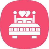 Double Bed Glyph Curve Icon vector