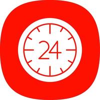 24 Hours Glyph Curve Icon vector