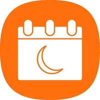 Moon Calendar Glyph Curve Icon vector