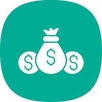 Money Bag Glyph Curve Icon vector