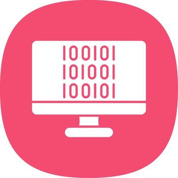 binario código glifo curva icono vector