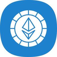 Ethereum Coins Glyph Curve Icon vector