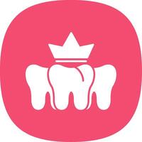 Dental Crown Glyph Curve Icon vector